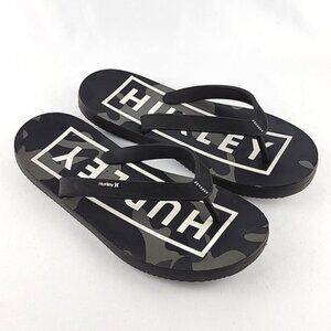 Hurley Men's Camo Black Grey Flip Flops Thongs Size 7